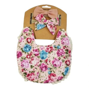 Boho Vintage Inspired Reversable Baby Bib with Matching Headbands Baby G…